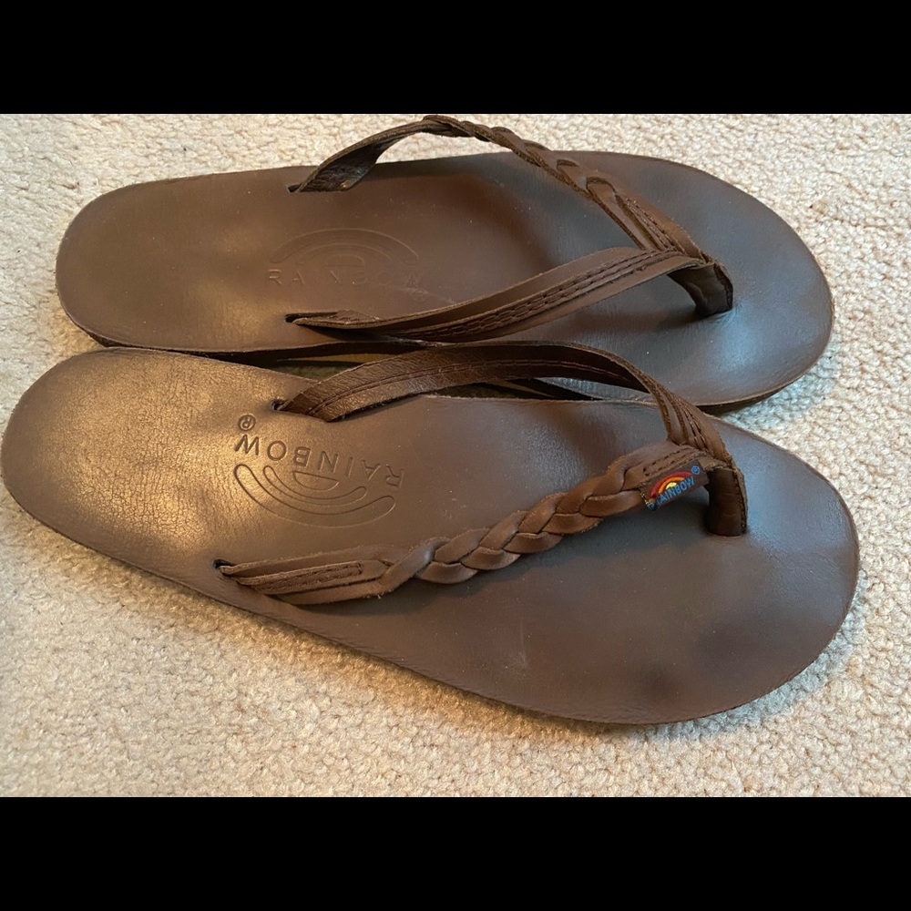 Womens Rainbow Braided Flip Flops with Arch Support